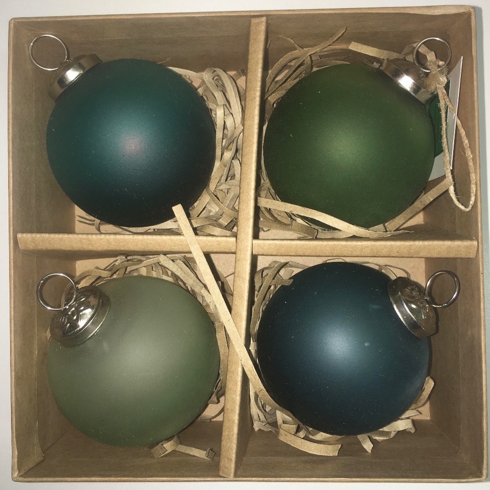 Ballard Designs Frosted Sea Glass Ornaments Set 4